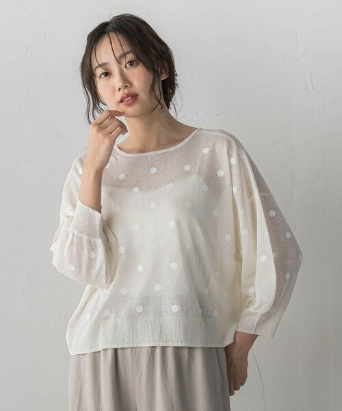 Droite lautreamont / ドロワットロートレアモン カーディガン・ボレロ | フロッキードットシアーニットカーディガン | 詳細1