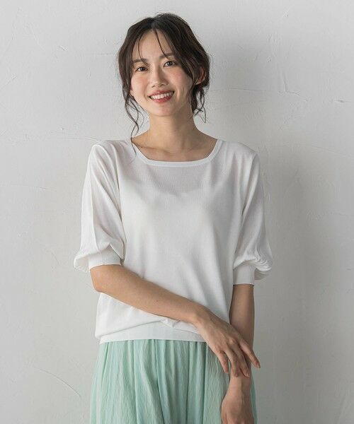 Droite lautreamont / ドロワットロートレアモン ニット・セーター | スクエアネックパフスリーブニット（オフホワイト）