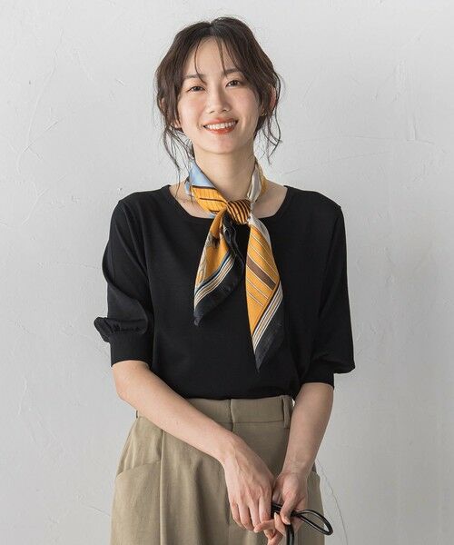 Droite lautreamont / ドロワットロートレアモン ニット・セーター | スクエアネックパフスリーブニット（ブラック）