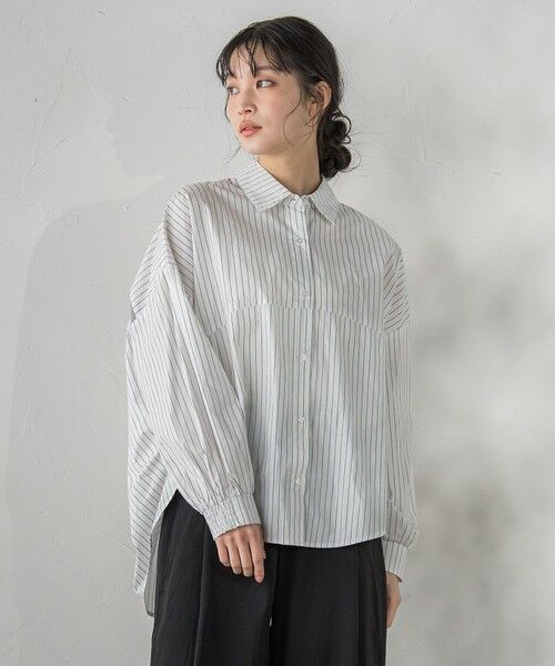 Droite lautreamont / ドロワットロートレアモン シャツ・ブラウス | コーマコットンバックテープブラウス（グレー系その他）