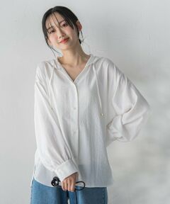 Droite lautreamont / ドロワットロートレアモン シャツ・ブラウス | ナチュラルエアータンブラーフード付きブラウス