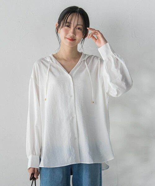 Droite lautreamont / ドロワットロートレアモン シャツ・ブラウス | ナチュラルエアータンブラーフード付きブラウス | 詳細1