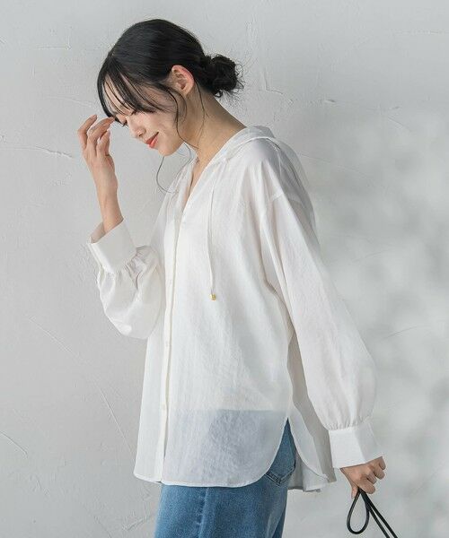 Droite lautreamont / ドロワットロートレアモン シャツ・ブラウス | ナチュラルエアータンブラーフード付きブラウス | 詳細2