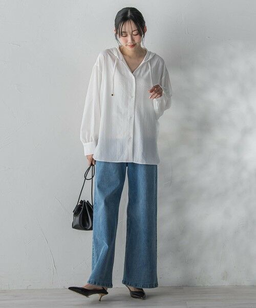 Droite lautreamont / ドロワットロートレアモン シャツ・ブラウス | ナチュラルエアータンブラーフード付きブラウス | 詳細5