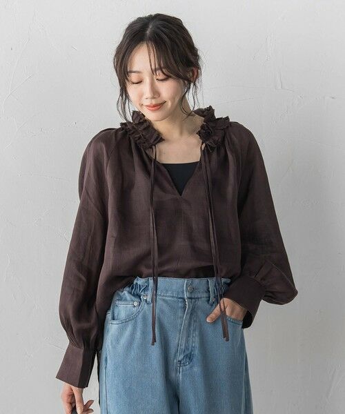 Droite lautreamont / ドロワットロートレアモン シャツ・ブラウス | ラスターラミーカルゼブラウス | 詳細8