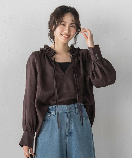 Droite lautreamont / ドロワットロートレアモン シャツ・ブラウス | ラスターラミーカルゼブラウス | 詳細10