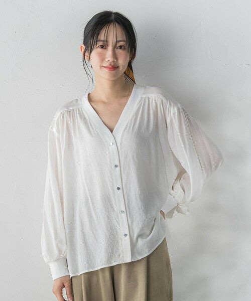 Droite lautreamont / ドロワットロートレアモン カーディガン・ボレロ | TR強撚気流染めカーディガン（オフホワイト）