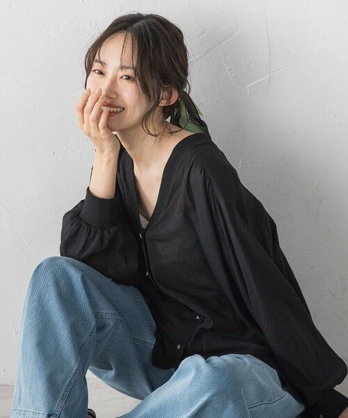 Droite lautreamont / ドロワットロートレアモン カーディガン・ボレロ | TR強撚気流染めカーディガン（ブラック）