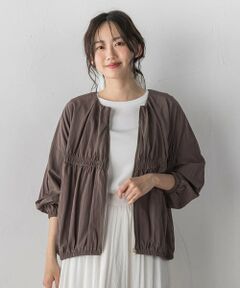 Droite lautreamont / ドロワットロートレアモン テーラードジャケット | レーヨンナイロンギャザー切替えブルゾン