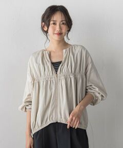 Droite lautreamont / ドロワットロートレアモン テーラードジャケット | レーヨンナイロンギャザー切替えブルゾン