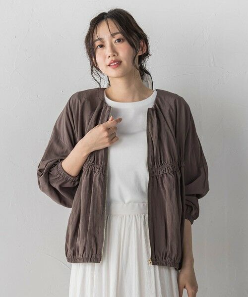 Droite lautreamont / ドロワットロートレアモン テーラードジャケット | レーヨンナイロンギャザー切替えブルゾン | 詳細1