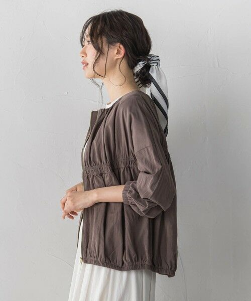 Droite lautreamont / ドロワットロートレアモン テーラードジャケット | レーヨンナイロンギャザー切替えブルゾン | 詳細2