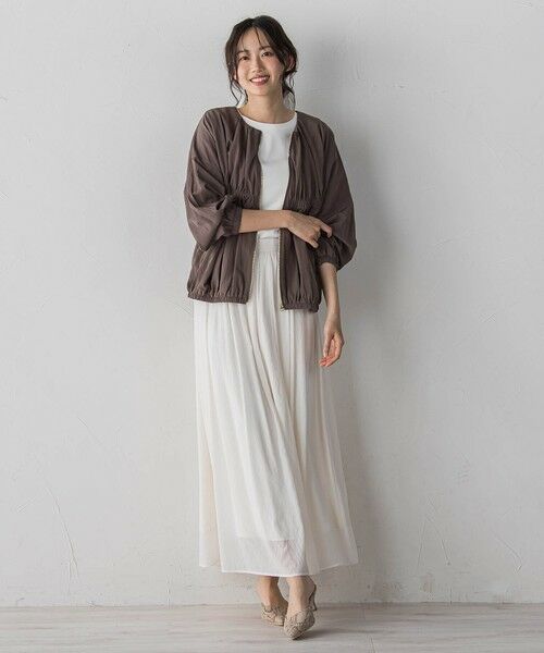 Droite lautreamont / ドロワットロートレアモン テーラードジャケット | レーヨンナイロンギャザー切替えブルゾン | 詳細6