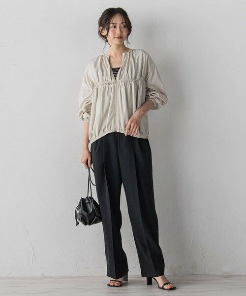 Droite lautreamont / ドロワットロートレアモン テーラードジャケット | レーヨンナイロンギャザー切替えブルゾン | 詳細13