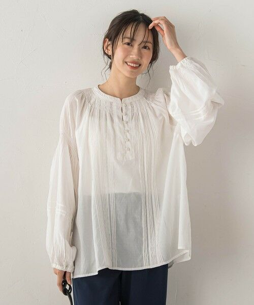 Droite lautreamont / ドロワットロートレアモン シャツ・ブラウス | コットンシアーボイルブラウス（オフホワイト）