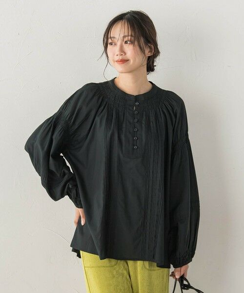 Droite lautreamont / ドロワットロートレアモン シャツ・ブラウス | コットンシアーボイルブラウス（ブラック）