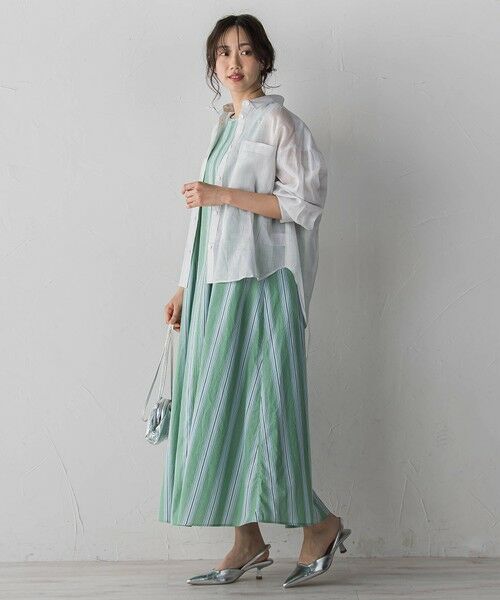 Droite lautreamont / ドロワットロートレアモン ロング・マキシ丈ワンピース | MULTI COTTONストライプワンピース | 詳細4