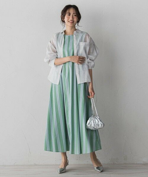 Droite lautreamont / ドロワットロートレアモン ロング・マキシ丈ワンピース | MULTI COTTONストライプワンピース | 詳細5