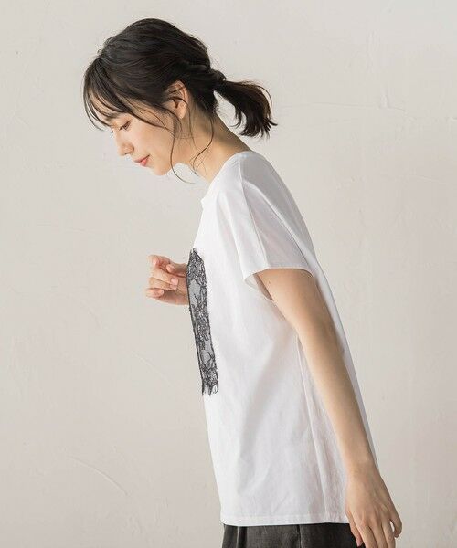 Droite lautreamont / ドロワットロートレアモン カットソー | レースたたき付けプリントTシャツ | 詳細2