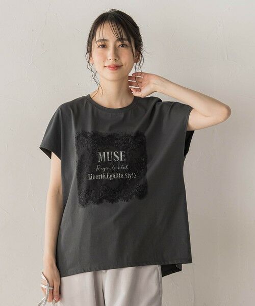 Droite lautreamont / ドロワットロートレアモン カットソー | レースたたき付けプリントTシャツ | 詳細7