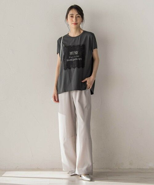 Droite lautreamont / ドロワットロートレアモン カットソー | レースたたき付けプリントTシャツ | 詳細10
