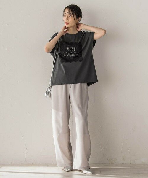 Droite lautreamont / ドロワットロートレアモン カットソー | レースたたき付けプリントTシャツ | 詳細12