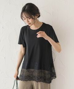 レースコンビ半袖リブカットソー