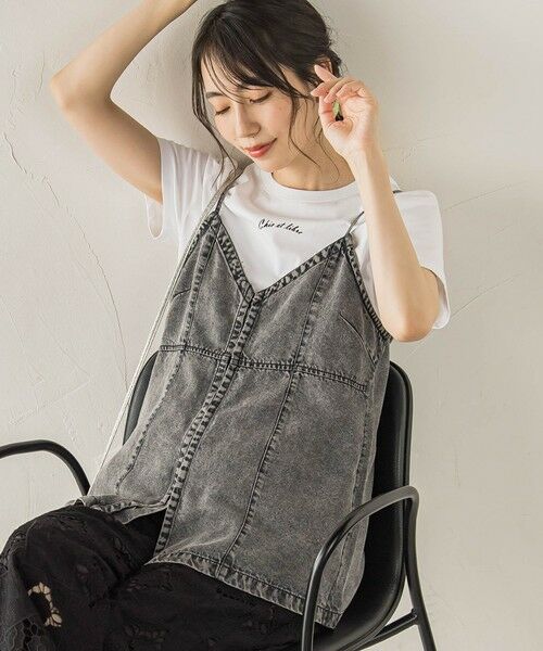 Droite lautreamont / ドロワットロートレアモン シャツ・ブラウス | Air DENIM キャミビスチェ（ブラック）