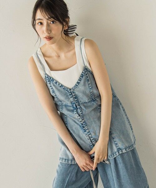 Droite lautreamont / ドロワットロートレアモン シャツ・ブラウス | Air DENIM キャミビスチェ（ブルー）