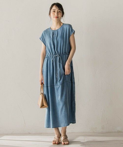 Droite lautreamont / ドロワットロートレアモン ロング・マキシ丈ワンピース | Air DENIMワンピース（ブルー）
