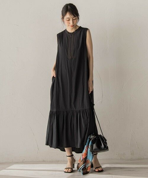 Droite lautreamont / ドロワットロートレアモン ロング・マキシ丈ワンピース | 【WEB限定】レーヨンティアード配色ステッチワンピース | 詳細1