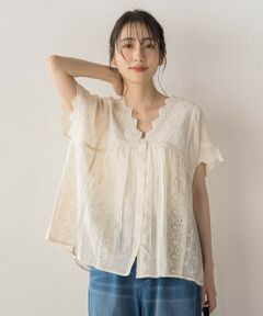 Droite lautreamont / ドロワットロートレアモン シャツ・ブラウス | 刺繍ハシゴレースブラウス