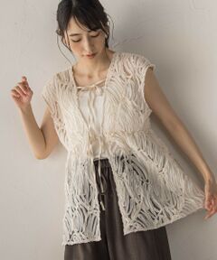 Droite lautreamont / ドロワットロートレアモン シャツ・ブラウス | チュールコード刺繍ビスチェ