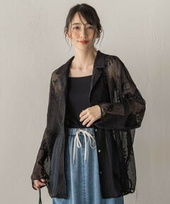 Droite lautreamont / ドロワットロートレアモン シャツ・ブラウス | フラワーエンブロイダリーオープンカラーシャツ