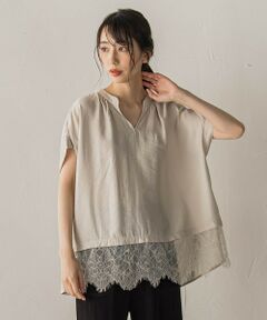 Droite lautreamont / ドロワットロートレアモン シャツ・ブラウス | 【WEB限定】キーネックレース切替ブラウス