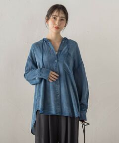 Droite lautreamont / ドロワットロートレアモン シャツ・ブラウス | シアーデニムフードオーバーシャツ