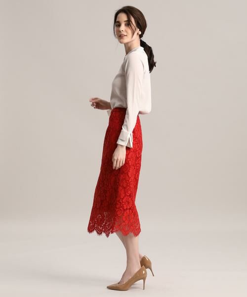 セール】 《Maglie WHITE》ラッセルレースタイトスカート （ミニ・ひざ  