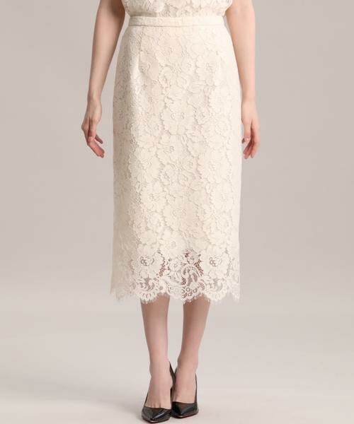 セール】 《Maglie WHITE》ラッセルレースタイトスカート （ミニ・ひざ  