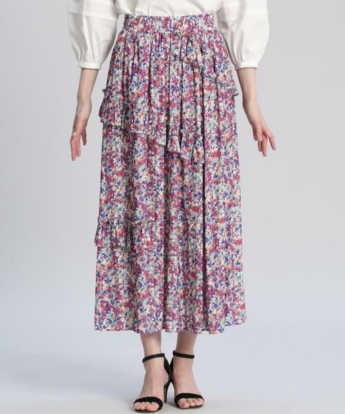 Maglie le cassetto / マーリエ ル カセット ミニ・ひざ丈スカート | 《大きいサイズ》カラフルフラワースカート《Maglie par ef-de》 | 詳細2