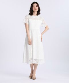 《大きいサイズ》衿付きレースワンピース《Maglie WHITE》