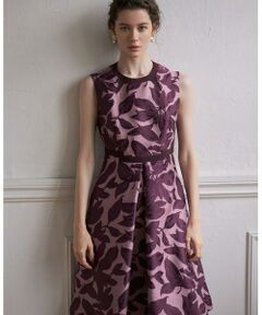 Maglie le cassetto / マーリエ ル カセット ミニ丈・ひざ丈ワンピース | 《M Maglie le cassetto》リーフ柄ジャガードワンピース