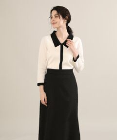 Maglie le cassetto / マーリエ ル カセット ニット・セーター | 《大きいサイズ》衿付き配色ニット《Maglie par ef-de》