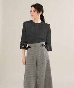 Maglie le cassetto / マーリエ ル カセット シャツ・ブラウス | 《大きいサイズ》刺繍レースクルーブラウス《Maglie WHITE》