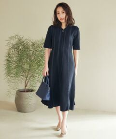 Maglie le cassetto / マーリエ ル カセット ミニ丈・ひざ丈ワンピース | 《大きいサイズ》シック＆モードな前ジップニットワンピース《M Maglie le cassetto×冨張愛》