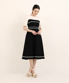 Maglie le cassetto / マーリエ ル カセット ミニ丈・ひざ丈ワンピース | 《大きいサイズ》ヨーク切替えニットワンピース《M Maglie le cassetto》