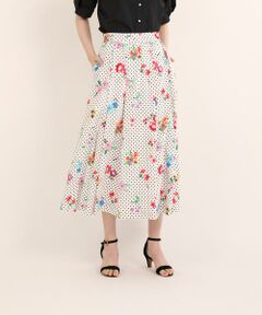 Maglie le cassetto / マーリエ ル カセット ミニ・ひざ丈スカート | 《大きいサイズ》ドットフラワープリントスカート