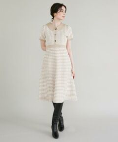 Maglie le cassetto / マーリエ ル カセット ミニ丈・ひざ丈ワンピース | 《M Maglie le cassetto》千鳥柄ニットワンピース