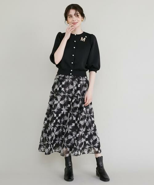 Maglie le cassetto / マーリエ ル カセット ミニ・ひざ丈スカート | 《大きいサイズ》刺繍オーガンジースカート | 詳細1