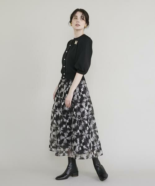 Maglie le cassetto / マーリエ ル カセット ミニ・ひざ丈スカート | 《大きいサイズ》刺繍オーガンジースカート | 詳細4