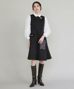 Maglie le cassetto / マーリエ ル カセット ミニ丈・ひざ丈ワンピース | 《プラスサイズ》ポケットフリルジャンパースカート